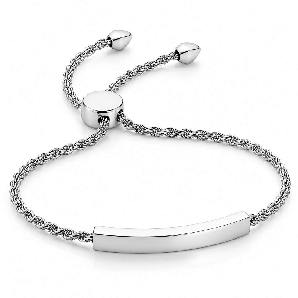ADEEBA Silver Slider Bar Bracelet