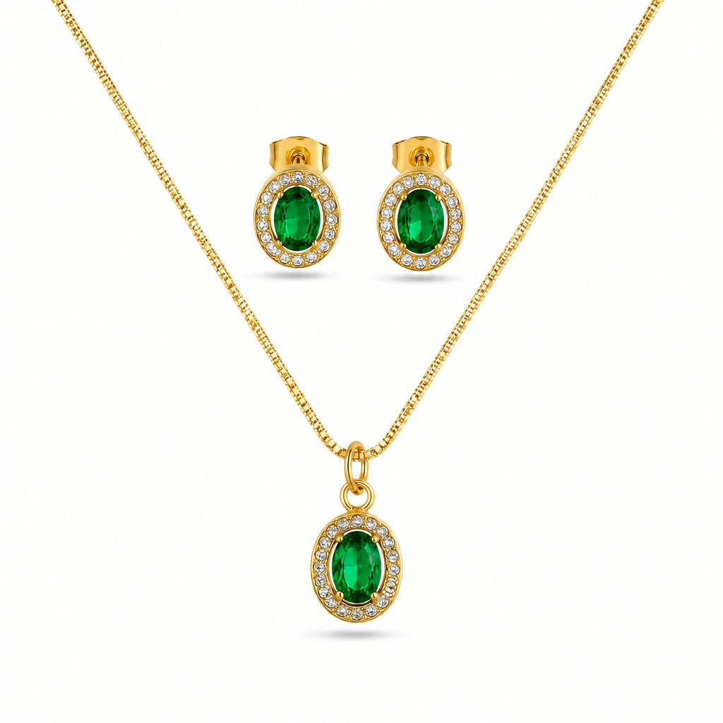 Oval Green Crystal Set