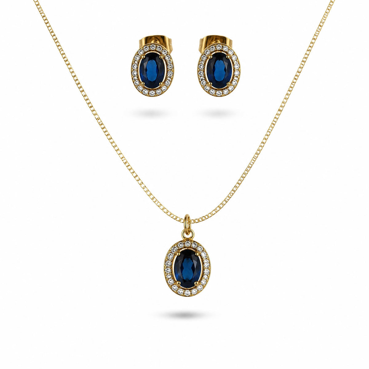 Oval Blue Crystal Set