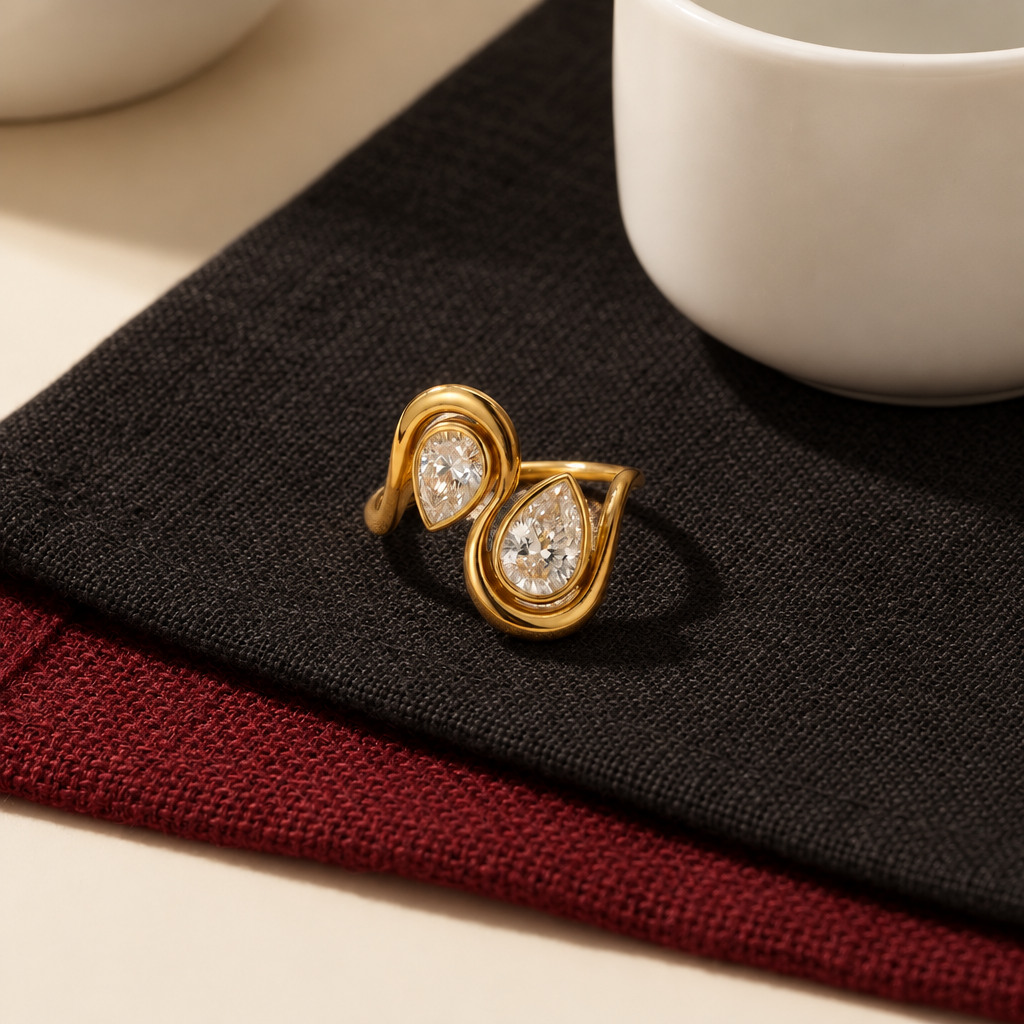 NADIA TWIN PEAR RING