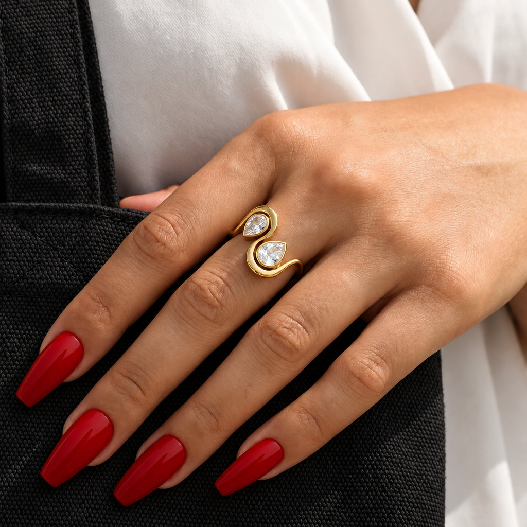 NADIA TWIN PEAR RING